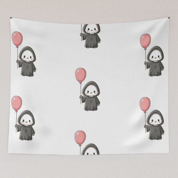 Item preview, Cute Grim reaper skeleton with a balloon designed and sold by MendaciousMina.