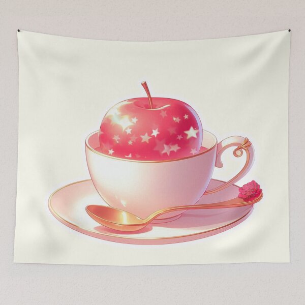 Item preview, Golden Tea Time with Apple – Soft Anime-Inspired Illustration designed and sold by Sugar Wisdom .