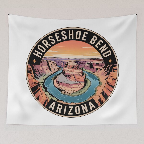 Item preview, Horseshoe Bend Arizona Canyon Shield Design | Vintage Travel Sticker designed and sold by VividOrganica.