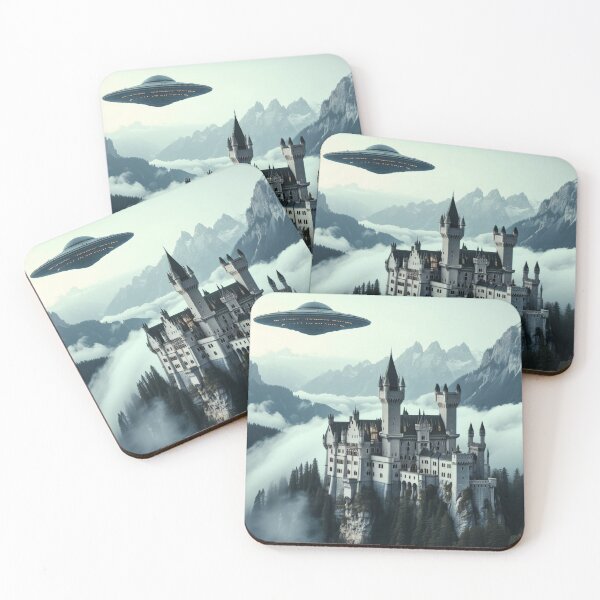 Item preview, UFO Over Neuschwanstein Castle amid Autumn Forest designed and sold by MatthewAMerman.