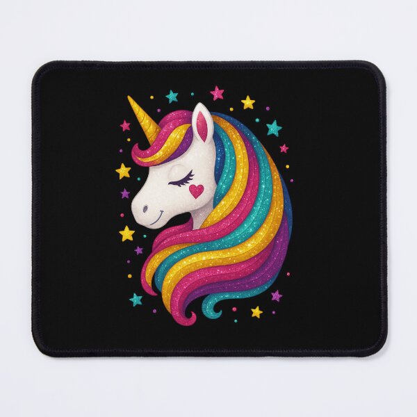 Item preview, Magical Glitter Rainbow Unicorn Head Art – Sparkle Fantasy Illustration designed and sold by DreamiCanvas.