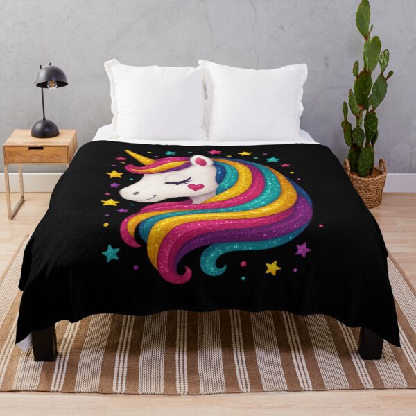 Item preview, Magical Glitter Rainbow Unicorn Head Art – Sparkle Fantasy Illustration designed and sold by DreamiCanvas.