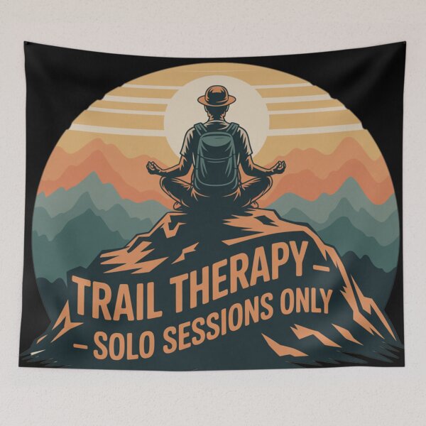 Item preview, Trail Therapy Solo Sessions Only Funny Hiking T-Shirt designed and sold by CrunchyGoats.