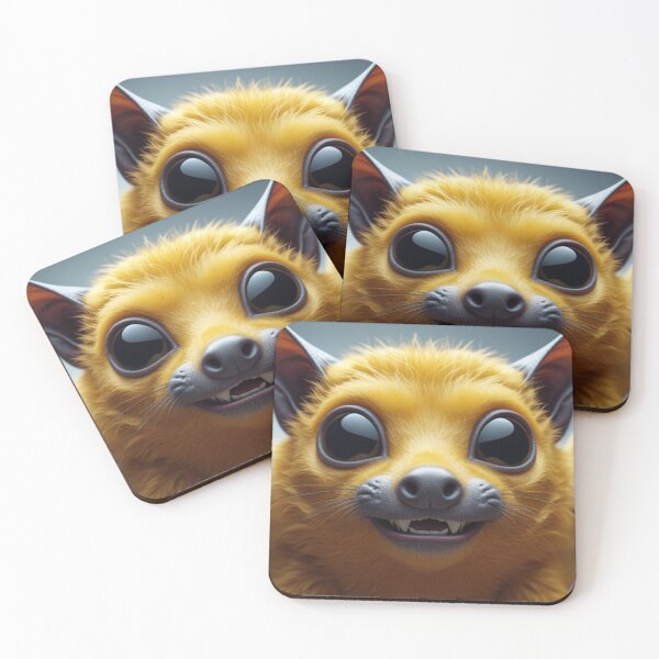 Item preview, Golden fruit bat close-up with large black eyes designed and sold by evanurozi.