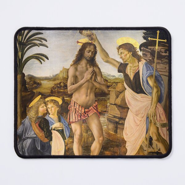 Item preview, The Baptism of Christ — Andrea del Verrocchio & Leonardo da Vinci (1475) designed and sold by Art Outlaws.