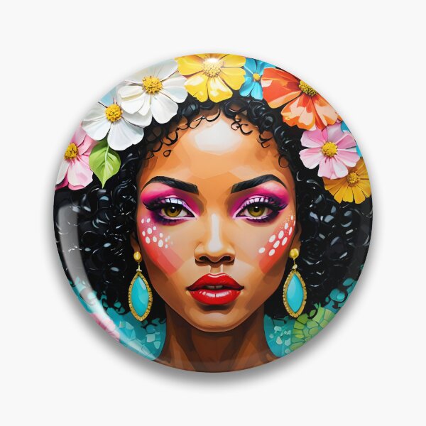 Aperçu de l'œuvre Afro Bloom – Portrait floral d'une femme noire inspiré de la mosaïque créée et vendue par EmeraldeaArt.