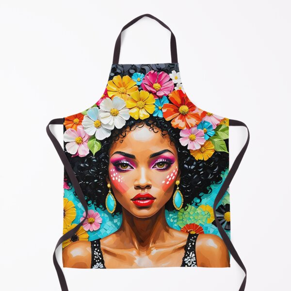 Item preview, Afro Bloom – Mosaic-Inspired Floral Portrait of a Black Woman designed and sold by EmeraldeaArt.
