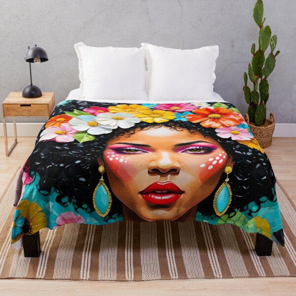 Item preview, Afro Bloom – Mosaic-Inspired Floral Portrait of a Black Woman designed and sold by EmeraldeaArt.
