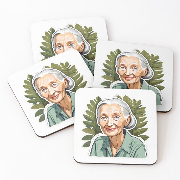 Item preview, Jane Goodall Wise Woman Sticker – Elder Portrait with Green Leaves | Perfect for Journals, Laptops & Water Bottles | Nature Lover Gift designed and sold by SassyArtist9006.