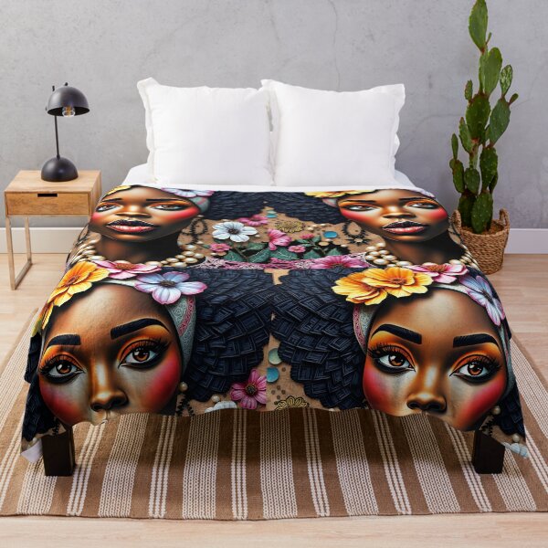 Item preview, Pearled Grace – Floral Afro Portrait with Mosaic Elegance designed and sold by EmeraldeaArt.