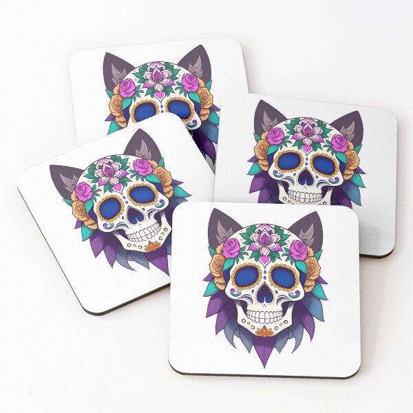 Item preview, Sugar Skull Wolf Floral Design Day of the Dead Art designed and sold by TotallySnapped.