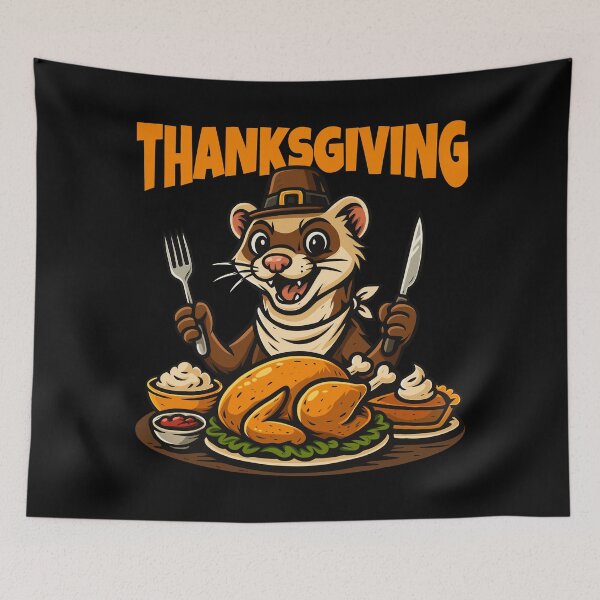 Item preview, Ferret Enjoying Thanksgiving Dinner designed and sold by Ghost on Toast.