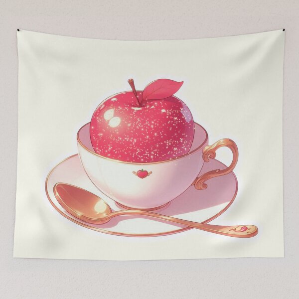 Item preview, Golden Tea Time with Apple – Soft Anime-Inspired Illustration designed and sold by Sugar Wisdom .