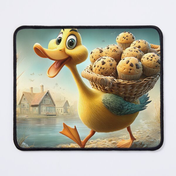 Item preview, Joyful Duck Delivering Muffins by the Riverbank designed and sold by Artessie.