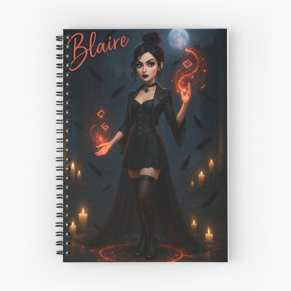 Item preview, Blaire the Fire Witch – Dark Gothic Magic Notebook designed and sold by Geek-Girl-Art.