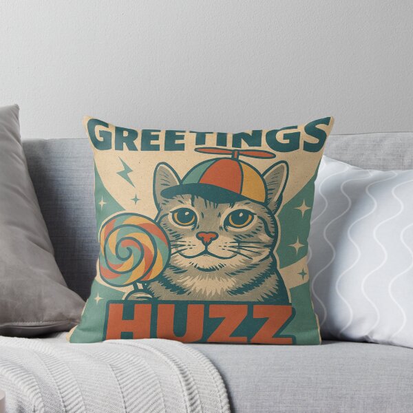 Artikelvorschau, Katzen-Meme-Grüße Huzz Retro-Comic-Ästhetik entworfen und verkauft von Bongocomic.