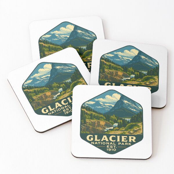 Item preview, Glacier National Park Retro Mountain Landscape Sticker designed and sold by Ismeal Von.