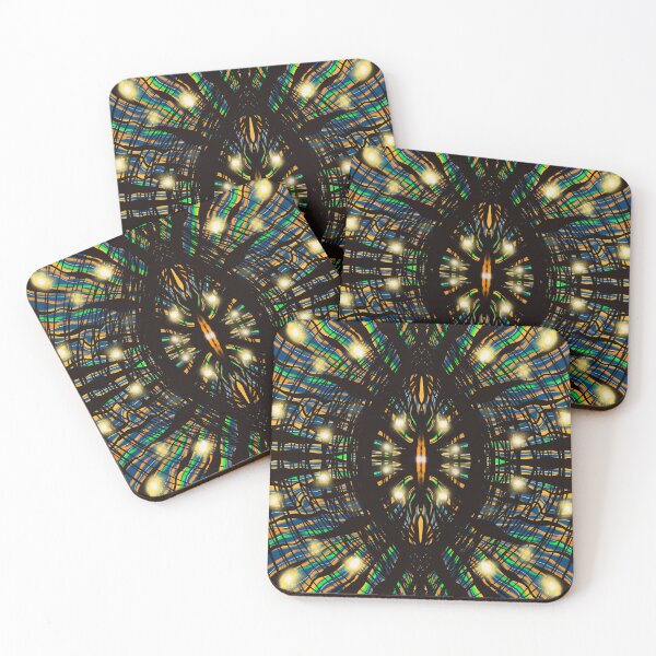 Item preview, Radiant Rainbow Wave Mandala: Symmetrical Neon Glow Abstract Pattern designed and sold by Vikiink.