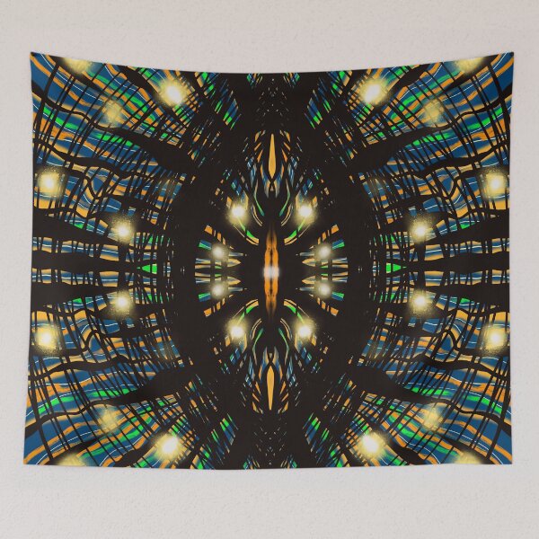 Item preview, Radiant Rainbow Wave Mandala: Symmetrical Neon Glow Abstract Pattern designed and sold by Vikiink.