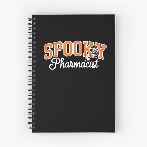 Item preview, Spooky Pharmacist Halloween Spider Varsity Orange Letters designed and sold by AmparoBoyle.