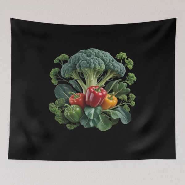 Item preview, Surreal Vegetable Landscape Hills Broccoli Peppers Sunset designed and sold by AmparoBoyle.