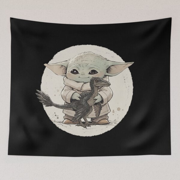 Item preview, BABY YODA WITH ARCHAEOOPTERYX DINOSAUR designed and sold by LIS AND MELIVERSO.