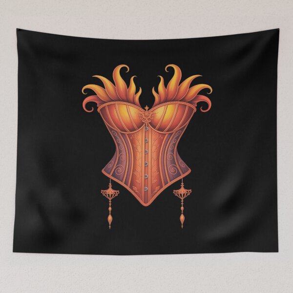 Item preview, Showgirl Costume Illusion Orange Corset Feather designed and sold by MinaReinger.