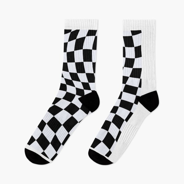Item preview, Warped Checkerboard Optical Illusion Sticker | Black and White Abstract Distorted Grid designed and sold by TheRosyCanvas.