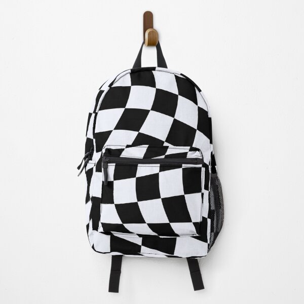 Item preview, Warped Checkerboard Optical Illusion Sticker | Black and White Abstract Distorted Grid designed and sold by TheRosyCanvas.