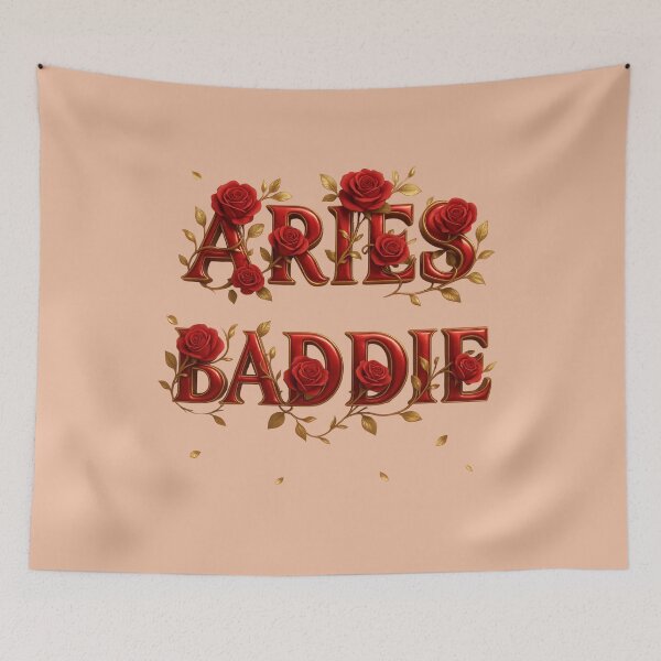 Artikelvorschau, Aries Baddie – Luxuriöses 3D-Design einer rot-goldenen Rose mit weiblicher, wilder Energie entworfen und verkauft von Embrace Tall.