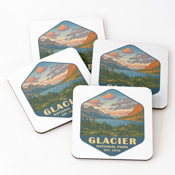 Item preview, Glacier National Park Retro Mountain Landscape Sticker designed and sold by Ismeal Von.