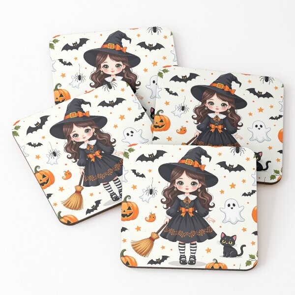 Item preview, The Illustration of Cute Witch and Halloween Decorated Items designed and sold by Pim-Crystal.