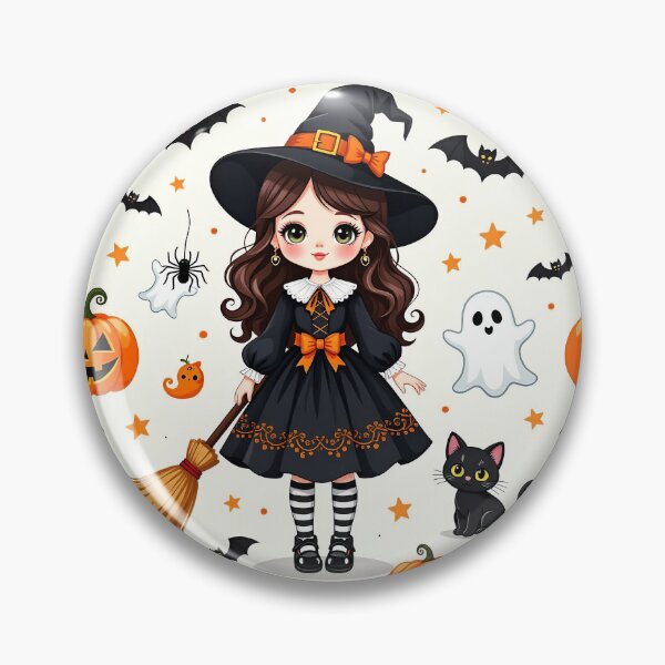 Item preview, The Illustration of Cute Witch and Halloween Decorated Items designed and sold by Pim-Crystal.