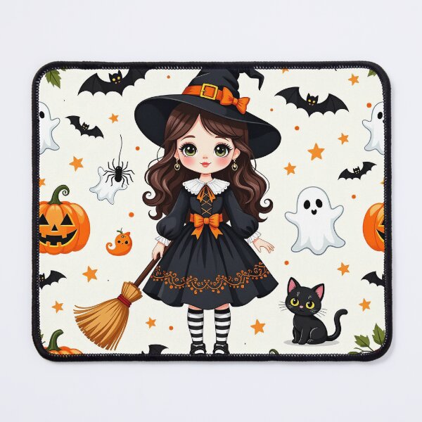 Item preview, The Illustration of Cute Witch and Halloween Decorated Items designed and sold by Pim-Crystal.