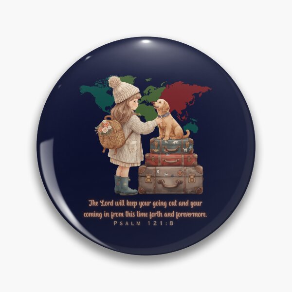 Item preview, Christian Travel Art – Psalm 121:8 “The Lord Will Keep Your Going Out and Coming In” | Faith-Inspired Girl & Dog Illustration designed and sold by AmenAlways.