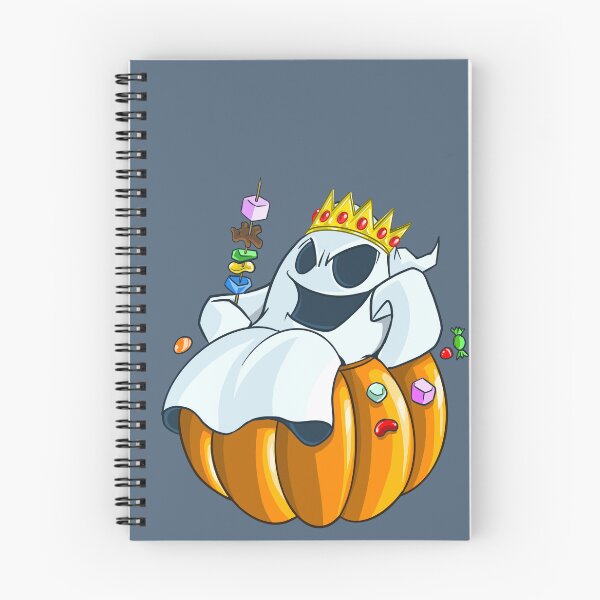 Item preview, Un pequeño rey fantasma en su trono de calabaza de Halloween con sus dulces. designed and sold by fifou96.