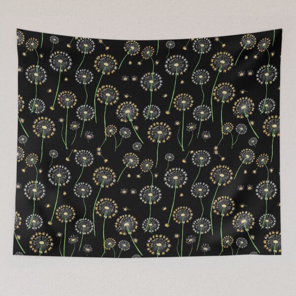 Item preview, Elegante estampado de diente de león sobre fondo negro: impresión botánica moderna designed and sold by PAPIRO SIGLO XXI.
