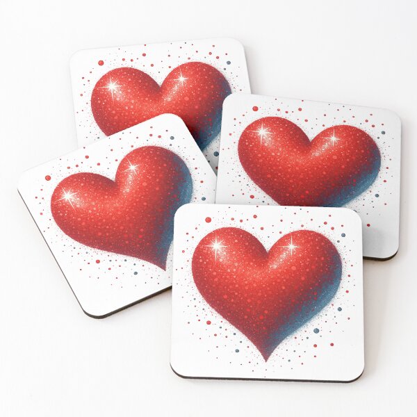 Item preview, Glittery Red Heart with Sparkling Star Highlights designed and sold by ArtfulWeave.
