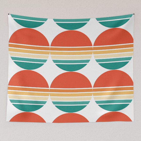Item preview, Retro Sunset Circle with Vintage Color Stripes designed and sold by ArtfulWeave.