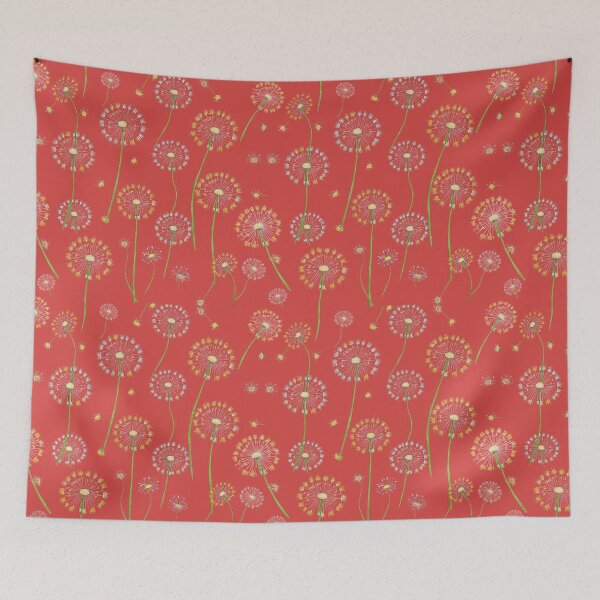 Item preview, Elegante estampado de diente de león sobre fondo rojo: lámina botánica moderna designed and sold by PAPIRO SIGLO XXI.