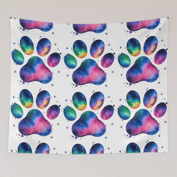 Item preview, Galaxy Paw Print with Cosmic Nebula Colors designed and sold by ArtfulWeave.