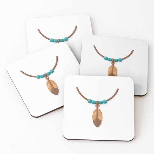 Item preview, Isolated feather necklace with turquoise beads on transparent background, Indigenous Peoples Day, AI Generated  designed and sold by dvoevnore.