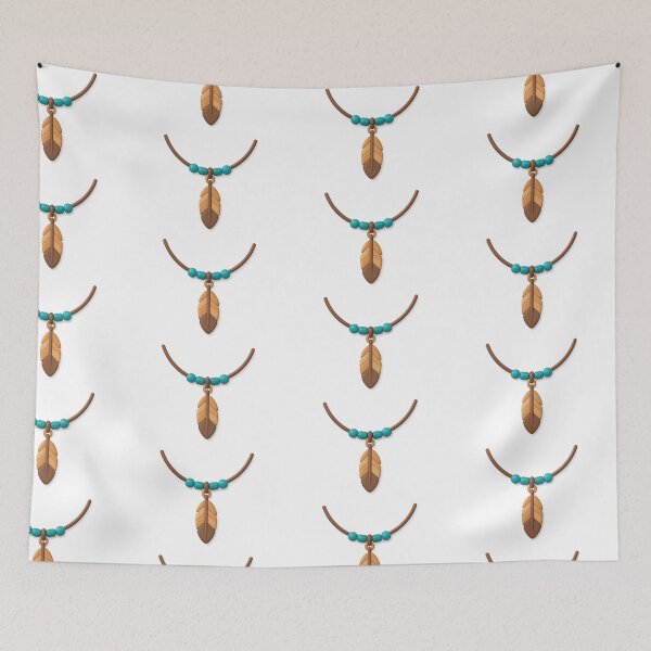 Item preview, Isolated feather necklace with turquoise beads on transparent background, Indigenous Peoples Day, AI Generated  designed and sold by dvoevnore.