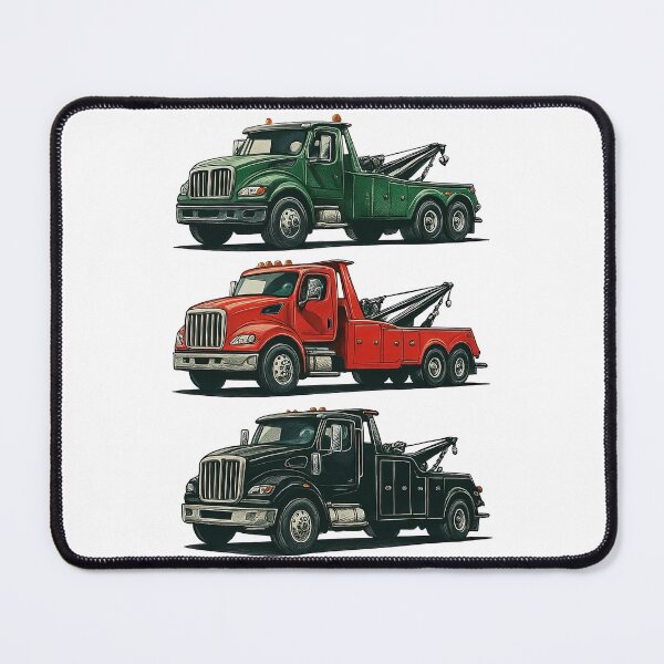 Item preview, Three Tow Trucks in Red, Green, and Black Vintage Style designed and sold by ArtfulWeave.