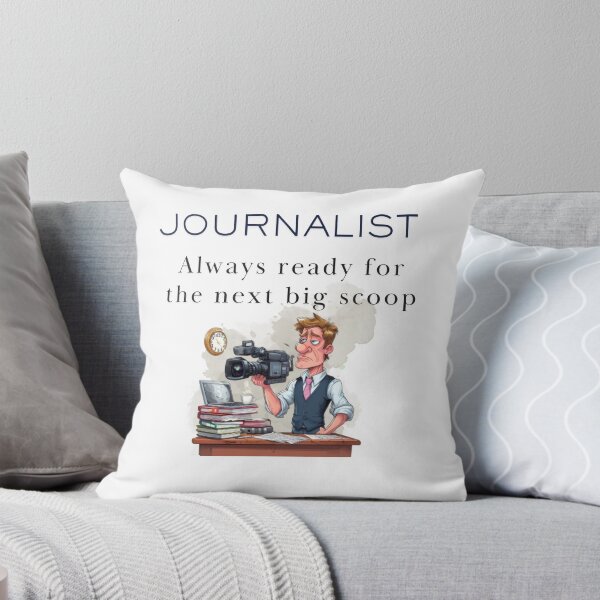 Item preview, Funny Journalist Shirt – Always Ready, Still Waiting for the Scoop | Bored News Reporter Tee with Camera, reporter humor shirt, tv reporter parody shirt, journalist meme t-shirt, funny journalist mug designed and sold by BrewtifulMugs.