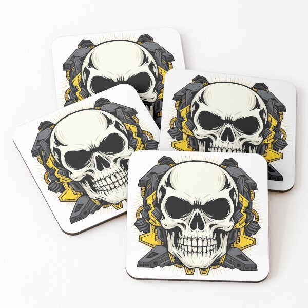 Item preview, Mechanical Skull with Industrial Yellow and Black Elements designed and sold by ArtfulWeave.