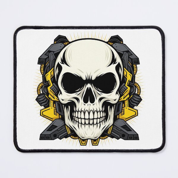Item preview, Mechanical Skull with Industrial Yellow and Black Elements designed and sold by ArtfulWeave.