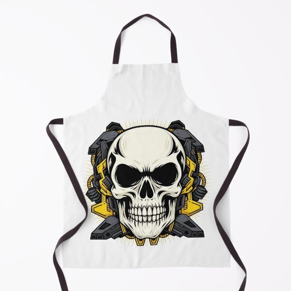 Item preview, Mechanical Skull with Industrial Yellow and Black Elements designed and sold by ArtfulWeave.