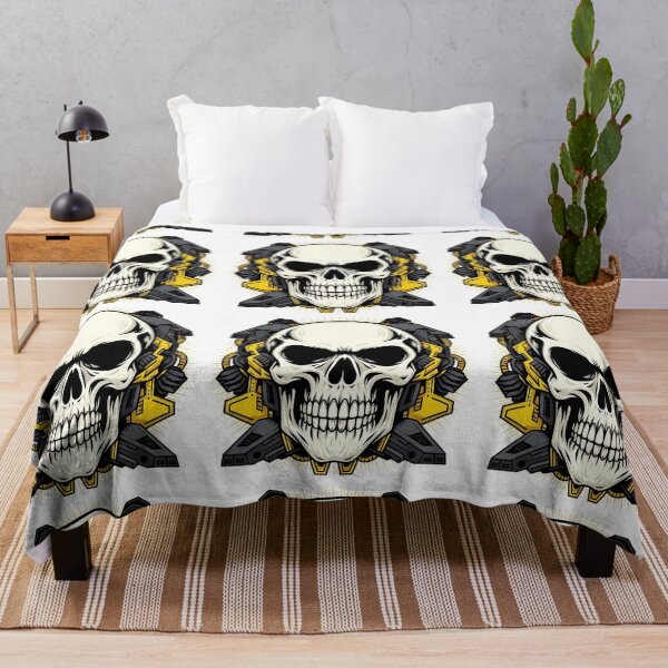 Item preview, Mechanical Skull with Industrial Yellow and Black Elements designed and sold by ArtfulWeave.