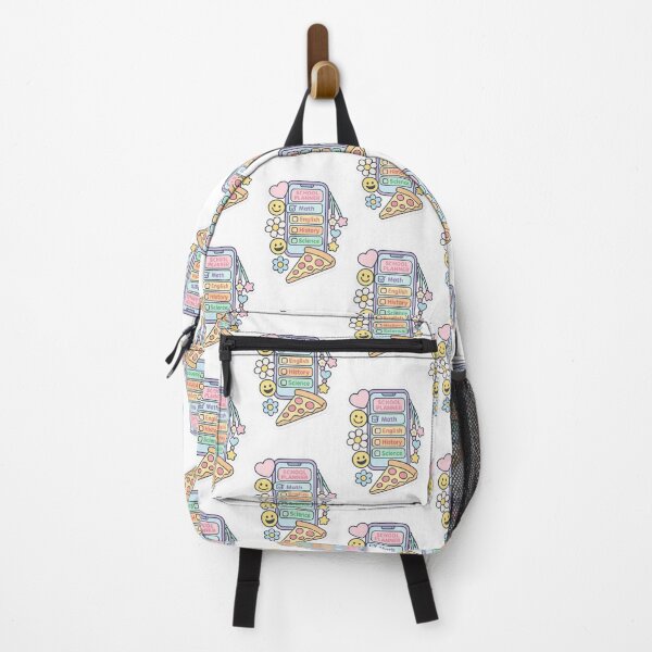 Item preview, Back to school maximalist design with school planner, hearts, and pizza, AI generated designed and sold by dvoevnore.